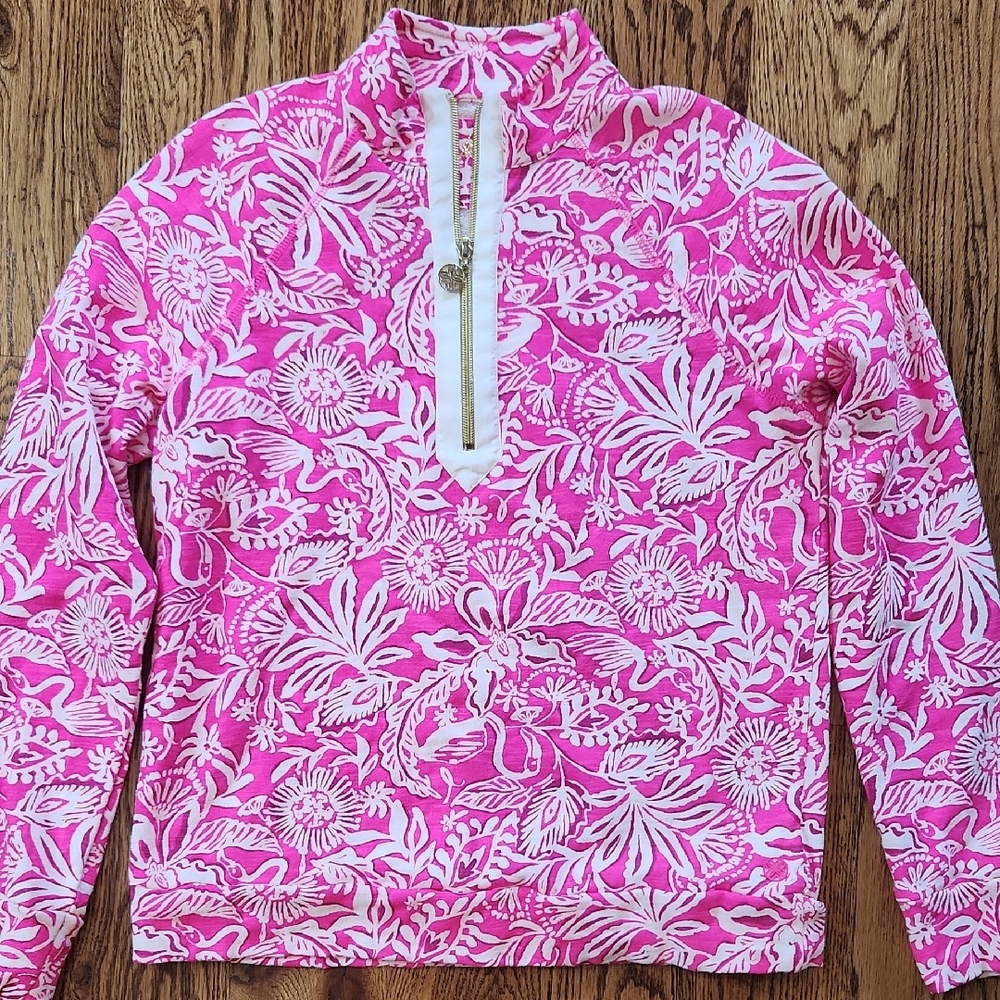 Lilly Pulitzer Pink and White Floral Top Women XS